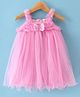 Babyhug Woven Sleeveless A Line Dress With Corsage & Bow Detailing - Pink