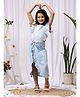 NEUDIS Pure Cotton Sleeveless Striped Top And Shorts With Sarong  Set - Sky Blue