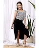 NEUDIS Pure Cotton Sleeveless  Flower Printed Top And Shorts With Sarong Set - Black