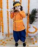 BownBee Cotton Janmashtami Theme Full Sleeves Krishna Costume Set - Orange