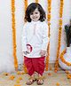 BownBee Cotton Full Sleeves Ganesh Printed Kurta & Dhoti - White