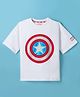 Pine Kids Marvel Terry Knit Half Sleeves T-Shirt With Foil Captain America Shield Print - White