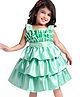 Babyhug Woven Sleeveless Party Wear Fit and Flare Tiered Dress With Frill Details - Mint
