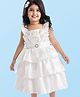 Babyhug Woven Frill Sleeves Solid Colour it & Flared Layered Party Frock & Applique - White