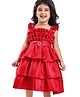 Babyhug Woven Sleeveless Layered Party Frock With Frill Detailing - Red