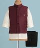 Robo Fry Woven Full Sleeves Solid Colour 3 Piece Party Suit with Waist Coat - Maroon