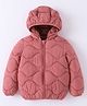 Kookie Kids Full Sleeves Hooded Padded Winter Jacket with Ear Applique - Dark Peach