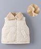 Kookie Kids Sleeveless Padded Winter Jacket With Far Collar Neck - Cream