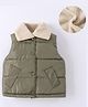 Kookie Kids Sleeveless Padded Winter Jacket With Far Collar Neck - Olive Green