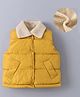 Kookie Kids Sleeveless Padded Winter Jacket With Far Collar Neck - Yellow
