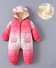 Kookie Kids Full Sleeves Hooded Winter Wear Colour Ombre Romper - Pink & White