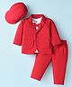 Robo Fry Lycra Knit Full Sleeves Solid Colour Blazer T-Shirt & Trouser Set with Attached Bow - Red