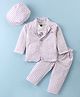 Robo Fry Lycra Knit Full Sleeves Striped T-Shirt & Trouser Set with Hat & Attached Bow - Pink