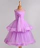 Bluebell Net Woven Sleeveless Layered Frock with Floral Corsage - Purple