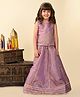 Superminis Sleeveless Gota Lace Embellished & Floral Foil Printed Coordinating Lehenga With Choli - Purple
