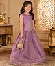 Superminis Sleeveless Gota Lace Embellished & Floral Foil Printed Coordinating Lehenga With Choli - Purple