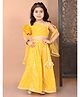 Superminis One Shoulder Lace Embellished & Leheriya Printed Coordinating Lehenga Choli With Dupatta Set - Yellow