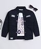 Ministitch Denim Full Sleeves Solid Jacket With Born To Be Awesome Text Printed T-Shirt - Navy Blue