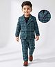 Babyhug Woven Full Sleeves Checkered Blazer with T-Shirt & Trouser Set - Dark Green