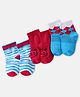 Doodle Poodle Cotton Knit Ankle Length Striped & Cat Designed  Socks Pack of 3 -  Blue & Red