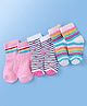 Doodle Poodle Cotton Knit Ankle Length Strips & Stars Print Socks  Pack of 3 -Pink & White