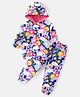 Babyhug Cotton Knit Full Sleeves Hooded Top & Lounge Pants Co-Ord Set With Floral Print - Pink