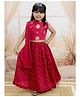 BownBee Pure Chanderi Sleeveless Foil Printed Lehenga Choli & Dupatta Set - Maroon