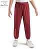 Arias Terry Knit Full Length Joggers With Text Print -Dark Red