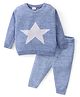 Babyhug Knitted Full Sleeves Pullover Sweater Set With Star Design - Aqua Blue