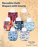 Zoe Reusable Cloth Diaper with Inserts Abstract Theme Pack of 7 - Multicolor