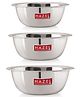 HAZEL Stainless Steel Mixing Bowl | Set of 3 Mixing Bowl For Cake Batter | Steel Bowl Big Size For Baking | 3 Piece, 1500 ml to 2730 ml