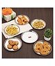 HAZEL Stainless Steel Snack Plates With Mirror Finish | Quarter Plates Set for Kitchen | Steel Plates for Kids | Glossy Finish Thali Set of 6, 16 cm