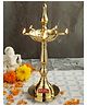 HAZEL Brass Fancy Kerela Samay Diya Oil Diwali Puja Lamp, Golden