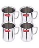 HAZEL Stainless Steel Green Tea Coffee Big Damaru Plain Mug, Set of 4, 200 ml (Each)