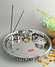 HAZEL Gungroo Pooja Steel Thali, Small, Silver