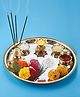 HAZEL Stainless Steel Puja Pooja Aarti Thali Set With 1pc Diya and 2pc wati 28 cm, Silver