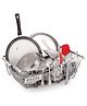 HAZEL Stainless Steel Dish Drainer Bowl Bartan Basket Utensil Drying Rack Square Large Stand for Kitchen