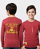 Arias Cotton Knit Full Sleeves T-Shirt With Text Print & Front Pocket - Dark Red