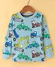 Fido Single Jersey Knit Full Sleeves T-Shirt with Rocket Print - Sea Green