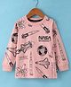 Fido Single Jersey Knit Full Sleeves T-Shirt with Rocket Print - Peach