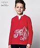 Arias Cotton Knit Full Sleeves Henley Neck T-Shirt With Football Theme Print - Red