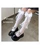 Flaunt Chic Cotton Bow And Lace Embellished Summer Fishnet Socks - White