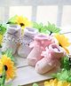 Flaunt Chic Set OF 2 Cotton Lace & Bow Detailed Socks - Pink