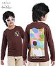 Arias Cotton Knit Full Sleeve T-Shirt With Text Print - Brown