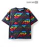 Pine Kids Lucas Terry Knit Half Sleeves Oversized Light Weight T-Shirt With Star Wars Graphics & Holographic Print - Black