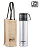 Pexpo Fererro |ISI Certified|Vacuum Insulated Hot & Cold Stainless Steel Flask|Jute Bag|- 500ml Silver |Steel Bottle|Thermoflask|Leak Proof|Travelling|School & Trekking|Office|Men, Women & Kids
