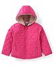 Babyhug Fur Woven Full Sleeves Padded Hooded Winter Jacket with Pockets - Dark Pink