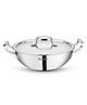 Bergner Tripro Triply Stainless Steel Deep Kadai with Lid, 22 cm, 2.5 L