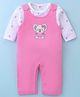 ToffyHouse 100% Cotton Knit Full Sleeves Koala Printed T-Shirt & Dungaree Style Romper - Pink