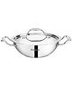 Bergner Argent Junior Chef Triply Stainless Steel 16 cm Kadai with Stainless Steel Lid, 1.1 L Kadhai/Indian Wok, Durable Cookware, Mirror Finish, Induction Base & Gas Ready, Silver, 5-Year Warranty